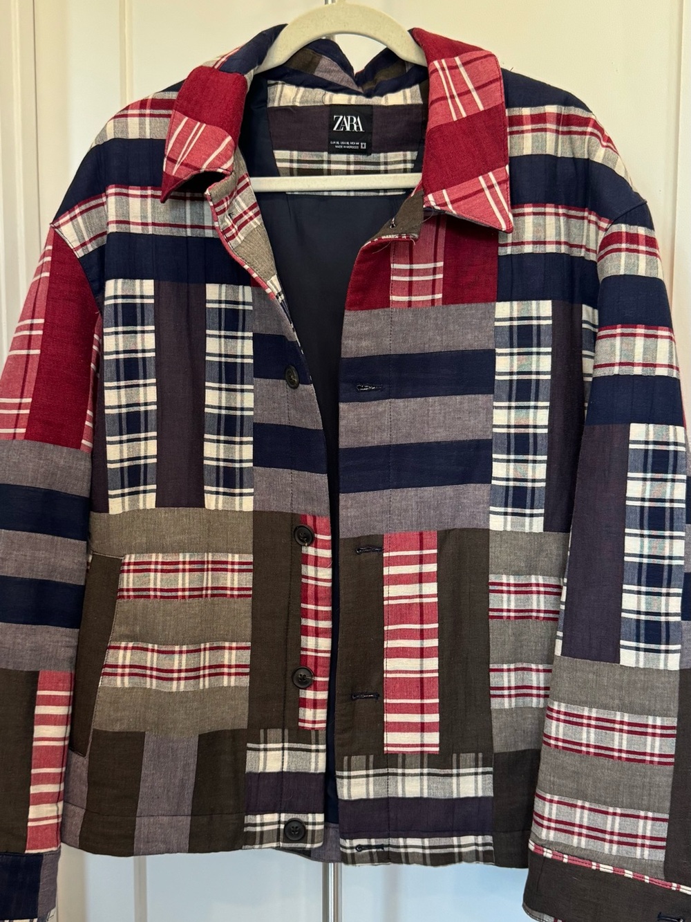 Zara Patchwork Plaid Chore Jacket XL